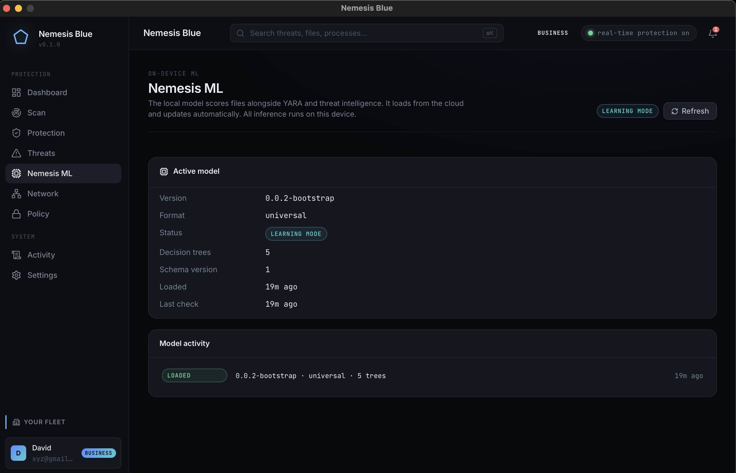 Nemesis Blue endpoint protection app, screen 5 of 8