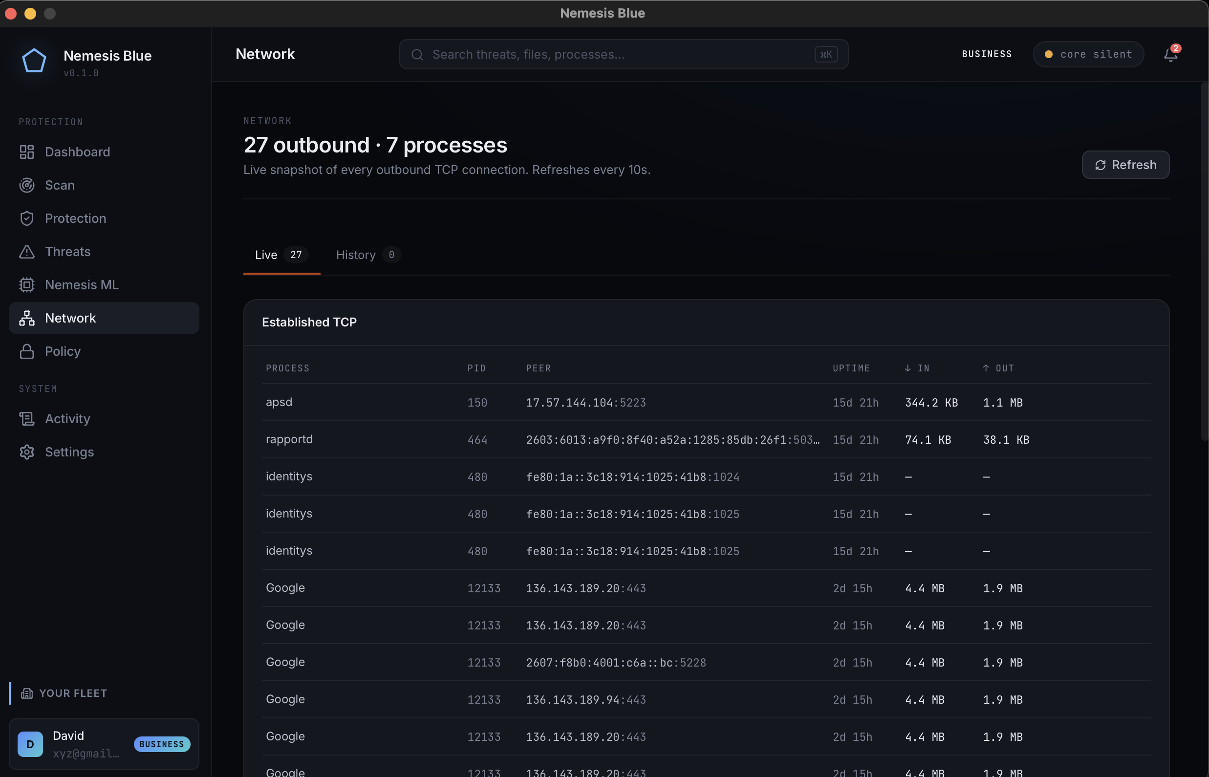 Nemesis Blue endpoint protection app, screen 6 of 8